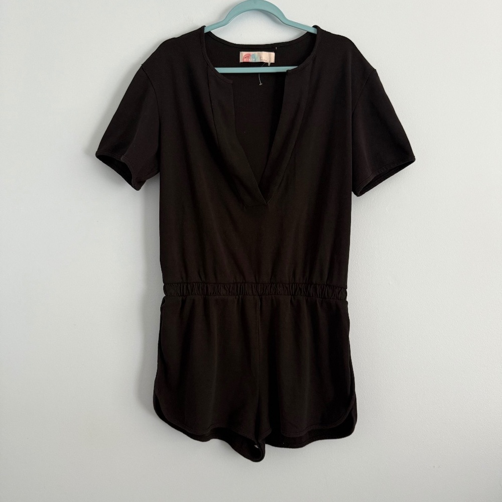 Free People Beach Black Short Jumpsuit Size L